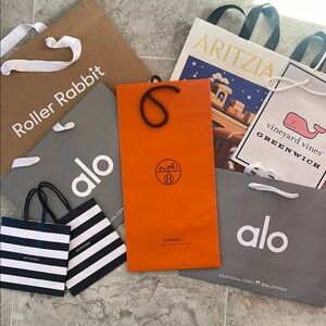 Hermès Orange & Assorted Brand Shopping Bag Set